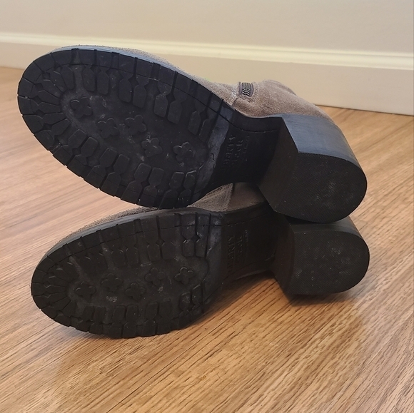 Liberty Black Suede Leather Lace Up Heeled Boots with Side Zipper - Picture 3 of 8